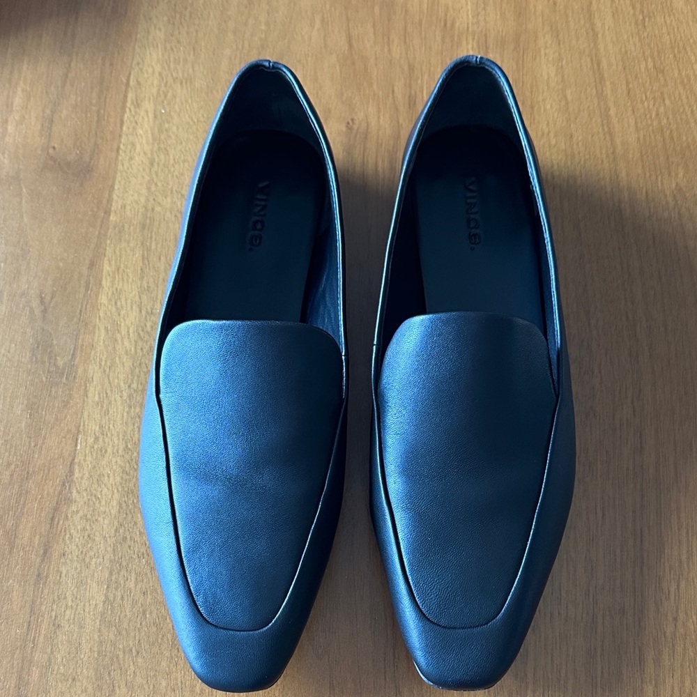 Vince Women’s Black Brette Lamb Leather Slip-On Loafers